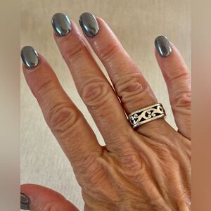 BRIGHTON Sterling silver square open scrolled ring. Size 6